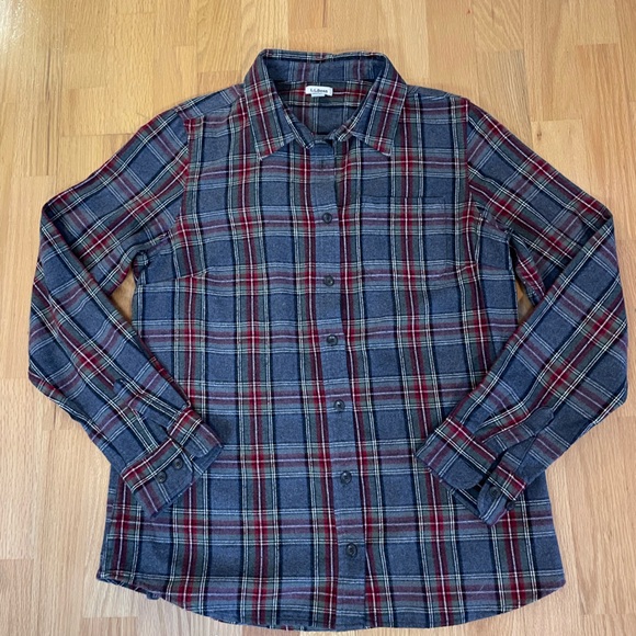 L.L. Bean Scotch Plaid Flannel Button Up Shirt Size Medium - Picture 8 of 11
